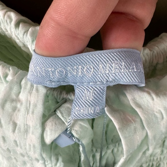 Antonio Melani Mint Ivory Woven Shayla Gingham Peplum Blouse - Picture 4 of 10